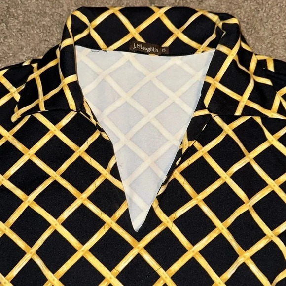J. McLaughlin Black Gold Bamboo Print Faux Wrap Surplice Catalina Cloth Dress XS - Picture 3 of 3